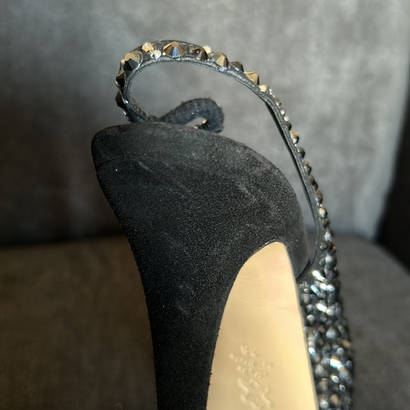 Francesco Sacco Beautiful Black studded Bling Platform sling back heels pumps - Picture 9 of 17